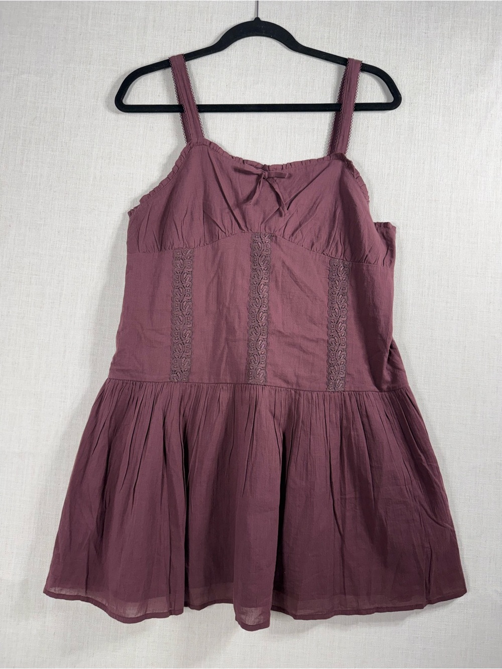 Women Tiered Mauve Sundress with Embroidered Panels